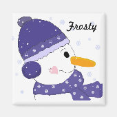 Snowman in Blue Hat und Scarf Magnet (Vorne)