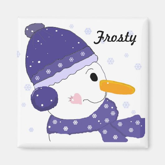 Snowman in Blue Hat und Scarf Magnet (Vorne)