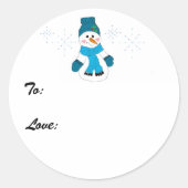 Snowman in Blue Runder Aufkleber (Vorderseite)