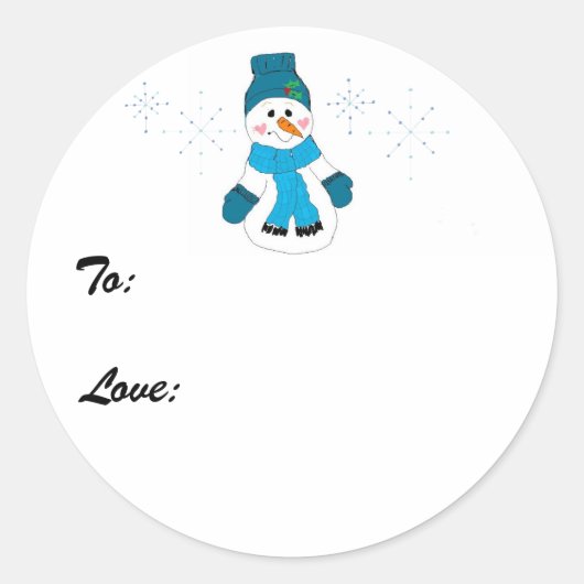 Snowman in Blue Runder Aufkleber (Vorderseite)