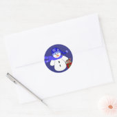 Snowman in Blue Runder Aufkleber (Umschlag)