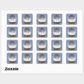 Snowman in Christmas Snow Globe Square Sticker (Blatt)