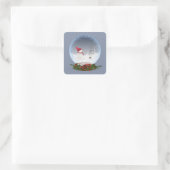 Snowman in Christmas Snow Globe Square Sticker (Tasche)