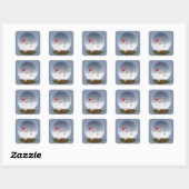 Snowman in Christmas Snow Globe Square Sticker (Blatt)