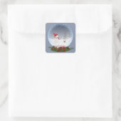 Snowman in Christmas Snow Globe Square Sticker (Tasche)