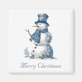 Snowman in Delft Blue, anpassbar Magnet (Vorne)