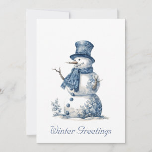 Snowman in Delft Blue Feiertagskarte