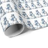 Snowman in Delft Blue Geschenkpapier (Rolleneckpunkt)
