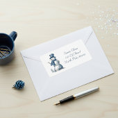 Snowman in Delft Blue individuell anpassbar Adressaufkleber