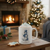 Snowman in Delft Blue individuell anpassbar Glasuntersetzer
