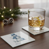 Snowman in Delft Blue individuell anpassbar Glasuntersetzer