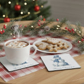 Snowman in Delft Blue individuell anpassbar Glasuntersetzer