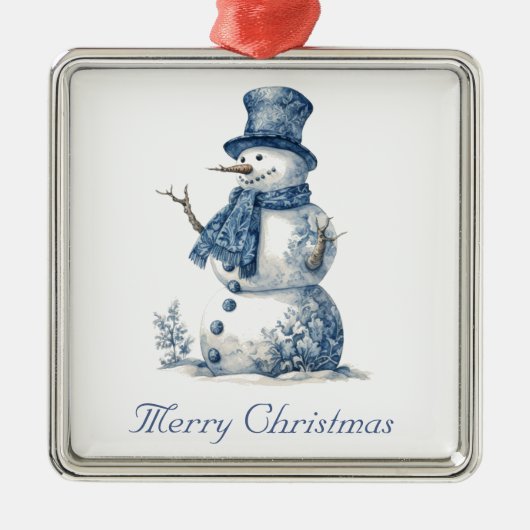 Snowman in Delft Blue individuell anpassbar Ornament Aus Metall (Vorne)