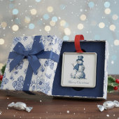 Snowman in Delft Blue individuell anpassbar Ornament Aus Metall