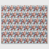 Snowman in der roten Mailbox mit eigenem Nachnamen Geschenkpapier (Flach)