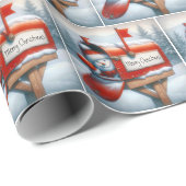 Snowman in der roten Mailbox mit eigenem Nachnamen Geschenkpapier (Rolleneckpunkt)