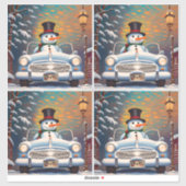 Snowman in einem Cabrio Aufkleber (Blatt)