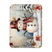 Snowman in einem Red Hat Weihnachten Magnet (Vertikal)