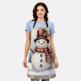 Snowman in einem Red Hat Weihnachten Schürze