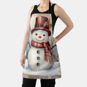 Snowman in einem Red Hat Weihnachten Schürze (InSitu)