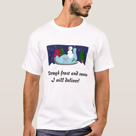 Snowman in einem Schlitten T-Shirt (Vorderseite)
