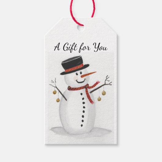 Snowman in einem Top-Hat-Geschenk-Tag Geschenkanhänger (Vorderseite)