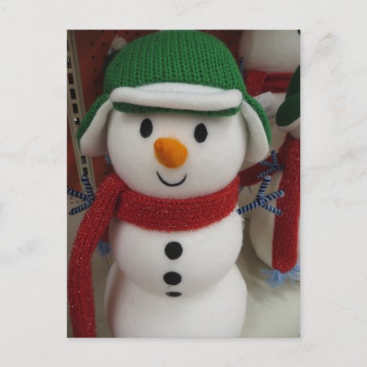 Snowman in Green Hat Postkarte (Vorderseite)