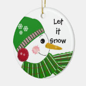 Snowman in Green Hat und Scarf Keramikornament (Links)