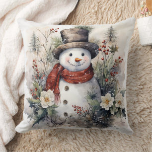 Snowman in Hat Kissen