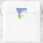 Snowman in Hot Air Ballon Quadratischer Aufkleber (Tasche)