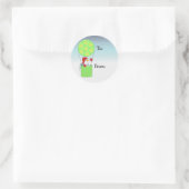 Snowman in Hot Air Ballon Runder Aufkleber (Tasche)