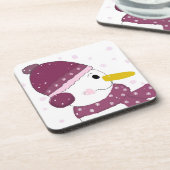 Snowman in Lila Hut und Scarf Getränkeuntersetzer (Linke Seite)