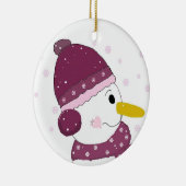 Snowman in Lila Hut und Scarf Keramikornament (Rechts)