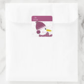 Snowman in Lila Hut und Scarf Quadratischer Aufkleber (Tasche)