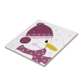 Snowman in Lila Scarf und Hut Fliese (Seite)