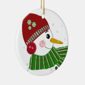 Snowman in Red Hat und Green Scarf Keramik Ornament (Rechts)
