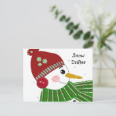 Snowman in Red Hat und Green Scarf Postkarte (Stehend Vorderseite)