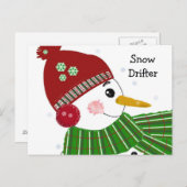 Snowman in Red Hat und Green Scarf Postkarte (Vorne/Hinten)