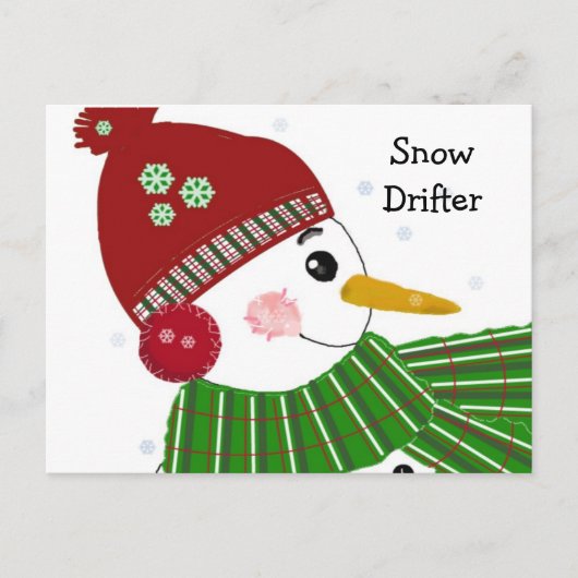 Snowman in Red Hat und Green Scarf Postkarte (Vorderseite)