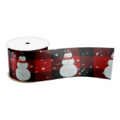 Snowman in Snow auf Buffalo Kariert Satin Ribbon Satinband (Spule)