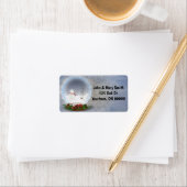 Snowman in Snow Globe Adressaufkleber (Insitu)