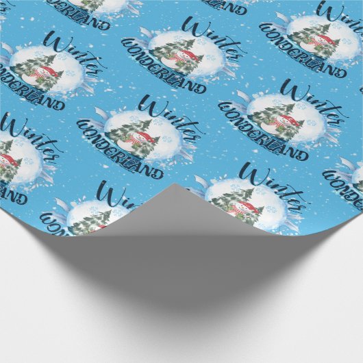 Snowman in Snow Globe Geschenkpapier (Ecke)