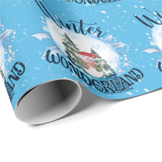 Snowman in Snow Globe Geschenkpapier (Rolleneckpunkt)