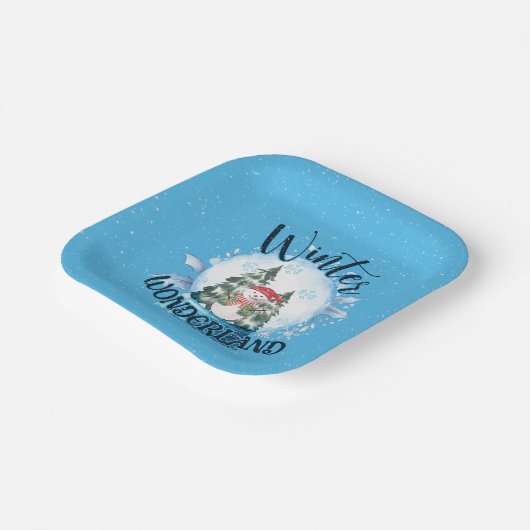 Snowman in Snow Globe Pappteller (Gewinkelt)