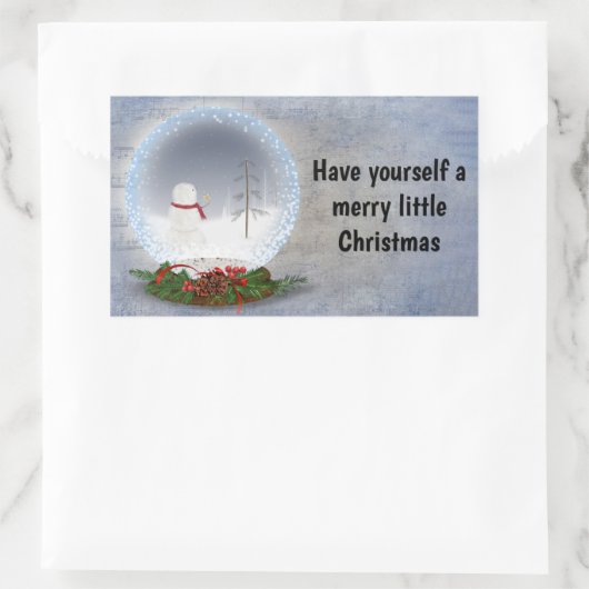 Snowman in Snow Globe Rechteckiger Aufkleber (Tasche)