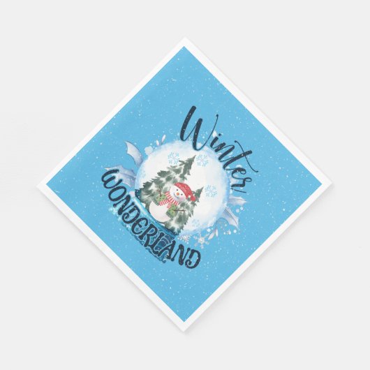 Snowman in Snow Globe Serviette (Ecke)