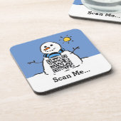Snowman in Sunshine mit QR-Code Getränkeuntersetzer (Linke Seite)