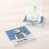 Snowman in Sunshine mit QR-Code Glasuntersetzer (Schrägansicht)