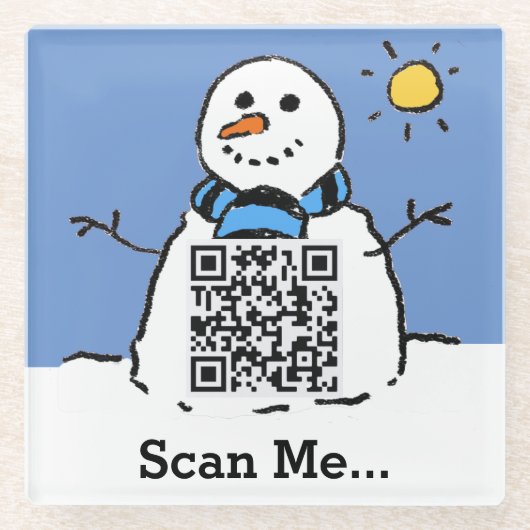 Snowman in Sunshine mit QR-Code Glasuntersetzer (Vorderseite)