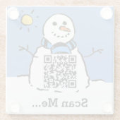 Snowman in Sunshine mit QR-Code Glasuntersetzer (Rückseite)